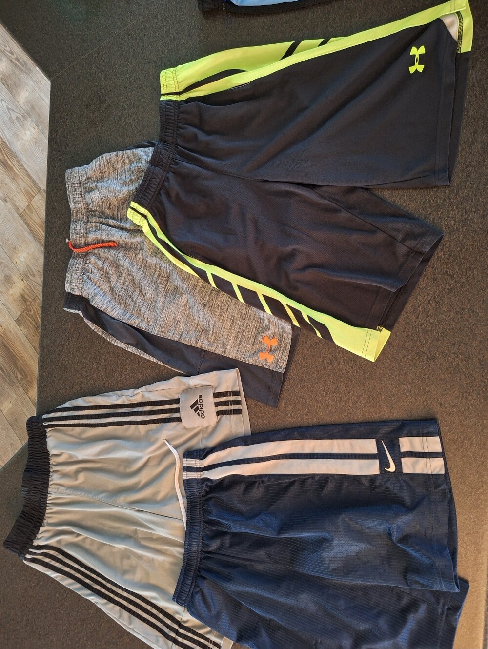 Under Armour Black Athletic Shorts with Neon Lime Accent